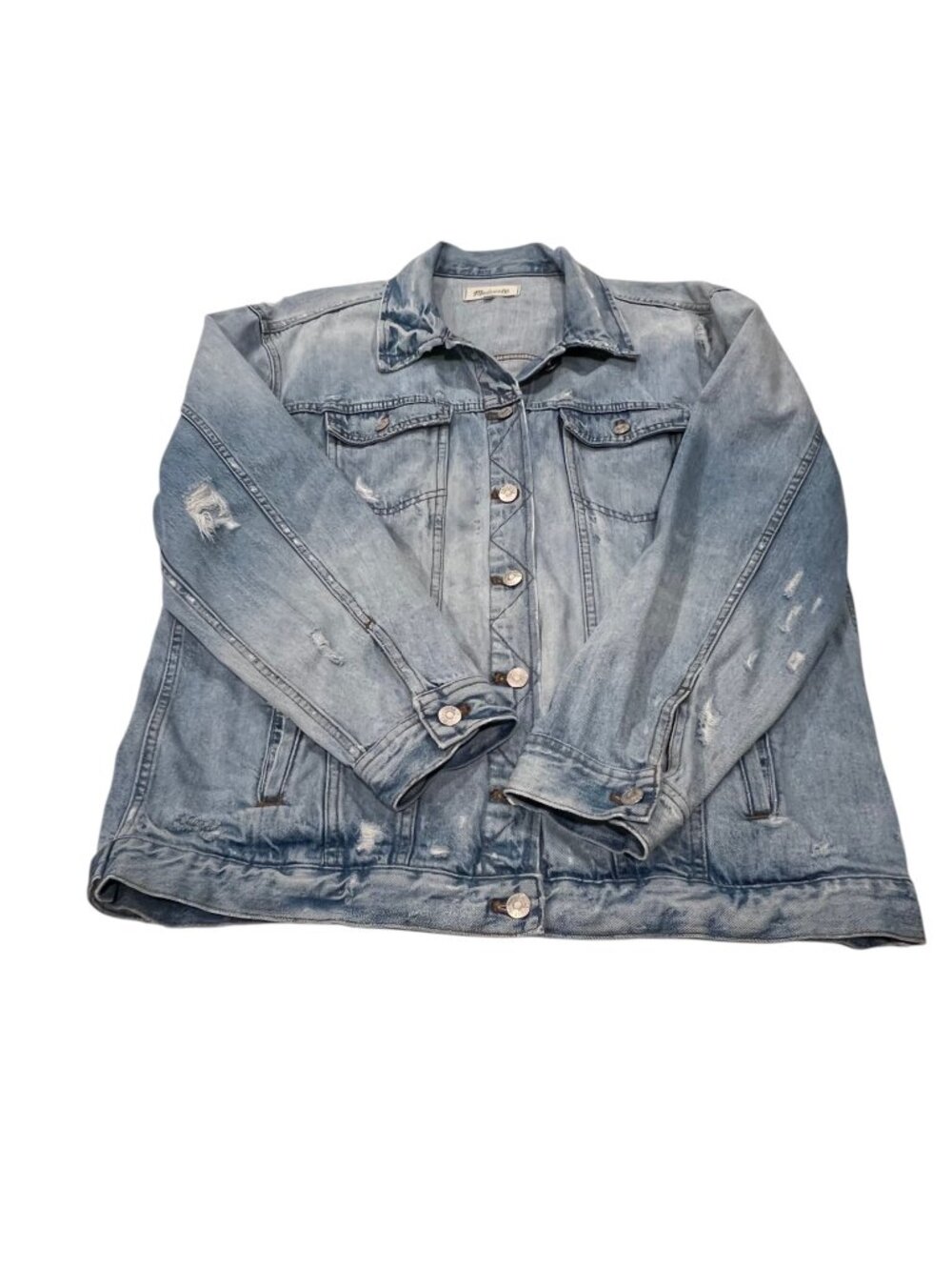 Madewell Distressed Blue Denim Jean Jacket, XL